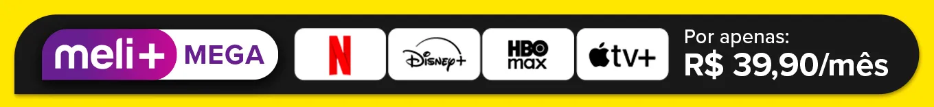 Meli+ Mega. Netflix, Disney+, HBO Max, Apple TV+. Por apenas R$ 39,90 por mês. Consulte termos e condições.